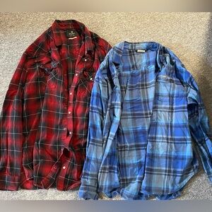 Red and Blue Plaid Button Down Shirts
